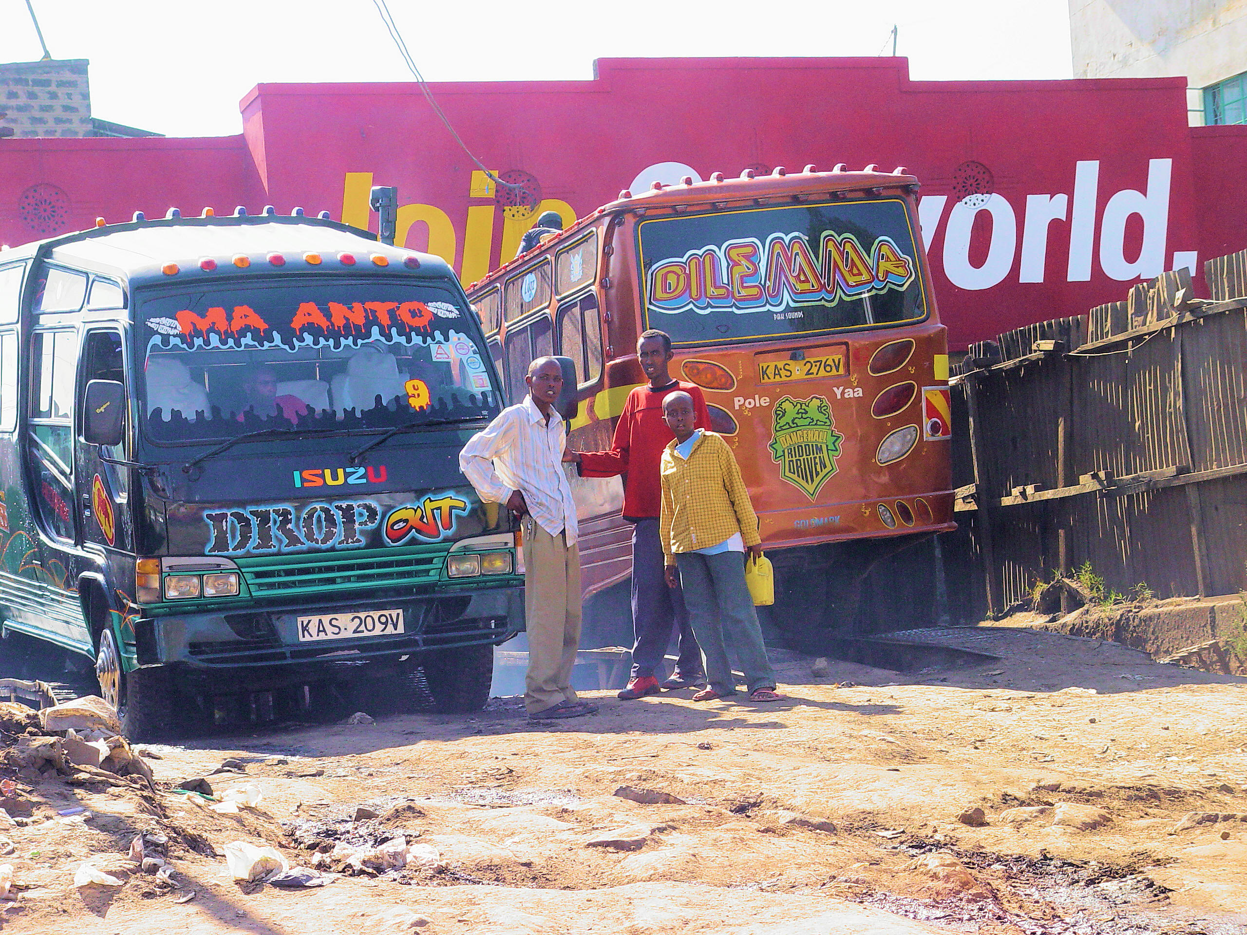Matatus and Boys in Nairobi Street