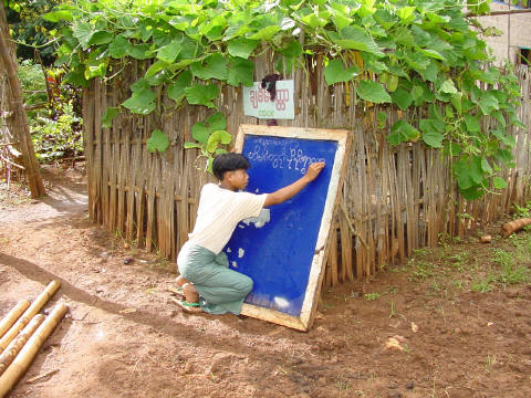 Shan village sign maker - tea party tonight. - Click For Full-Size Photo