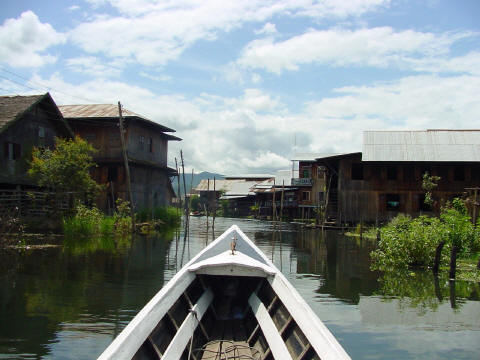 Approaching Inle Lake Village of Ywama. - CLICK FOR FULL-SIZE PHOTO